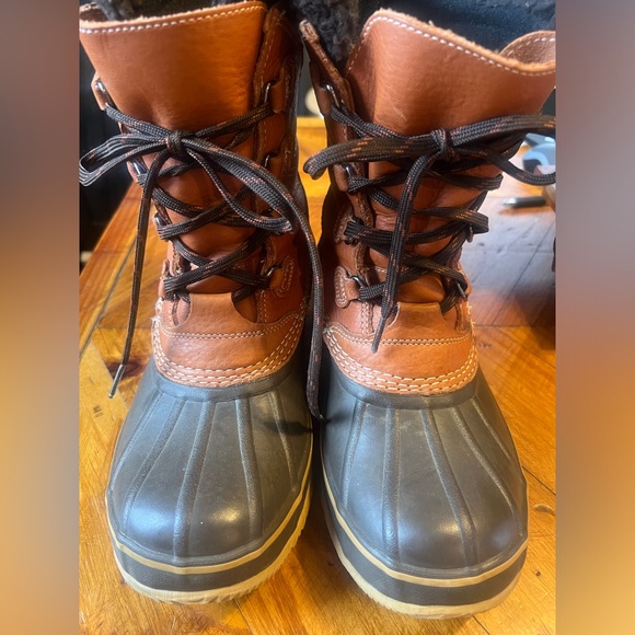 LL Bean Women’s Duck Snow Boots Tumbled Leather Removable Thinsulate Liner Sz. 9 - Picture 5 of 16